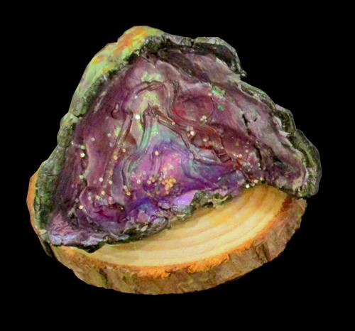 Felt Geode on wood base